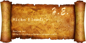 Hicke Elemér névjegykártya
